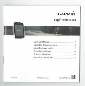 Garmin Edge Explore 820 Replacement Instruction Manual ONLY
