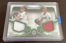 2021 TOPPS TRIBUTE SCHERZER STRASBURG DUAL RELIC GREEN 37/99 NATIONALS NICE 👍