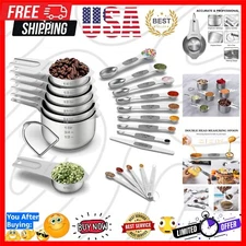 21-Piece Stainless Steel Measuring Cups & Magnetic Spoons Set for Precision C...