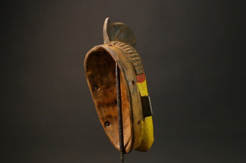 Vintage African Baule Ndoma Mask Hand Carved Wood Painted Ritual Original-G2987 - Photo 5/24