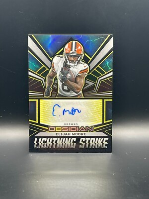  2023 Obsidian Elijah Moore Lightning Strike Auto Yellow Etch /10! Browns  