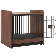 2-in-1 Indoor Dog Crate Furniture Dog Cage with Removable Tray and Lockable Door