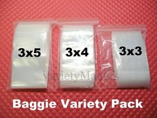 300 Reclosable Bag Variety Pack 3x3 3x4 3x5 Clear 2 Mil Seal-Top Baggies