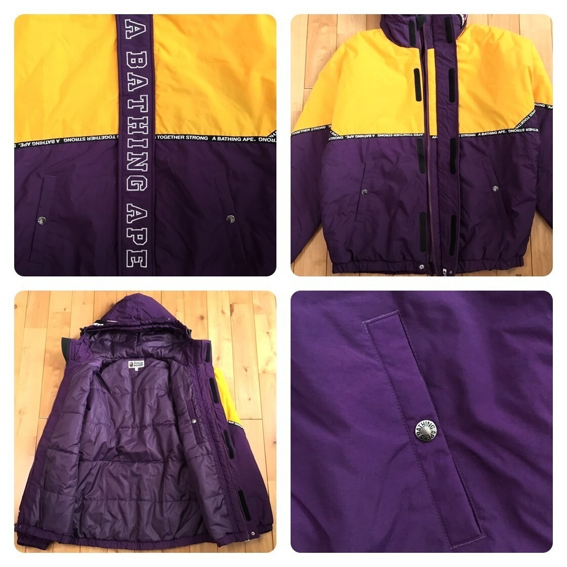BAPE Shark hoodie batting jacket a bathing ape purple yellow Size