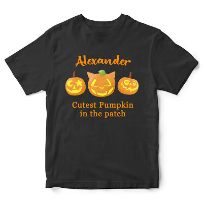 Personalisiertes süßester Kürbis im Aufnäher Kinder T-Shirt Shirt Halloween alle Sai...