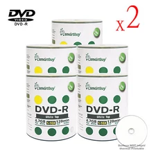 1000 Grade A+ Smartbuy Blank 16X DVD-R 4.7GB White Top Storage Recordable Disc