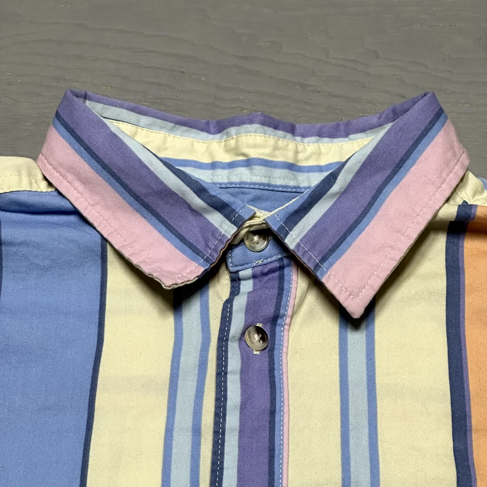 Urban Outfitters Shirt Mens Large Blue Pink Button Up Casual Cotton Short Sleeve - Image 3 of 4