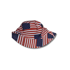 American Flag Bucket Hat - Patriotic Sunscreen Hat - Stars and Stripes Design