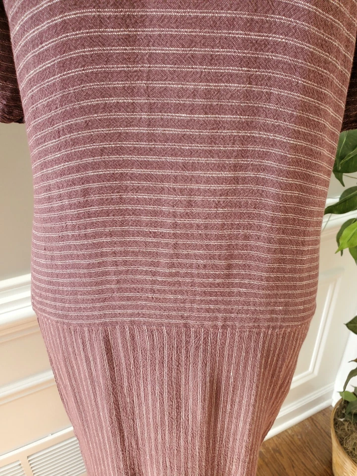 Maxi Vestido Largo Manga Corta Cuello Redondo Lino Granate Eileen Fisher Mujer Talla S Foto 3 de 4