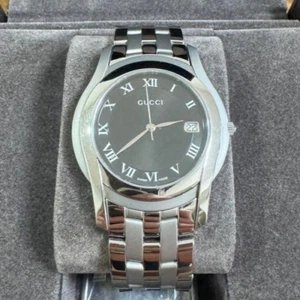 [OCCASION Excellent] Montre Homme GUCCI 5500M Cadran Noir Poli avec Boîte, Pile Neuve