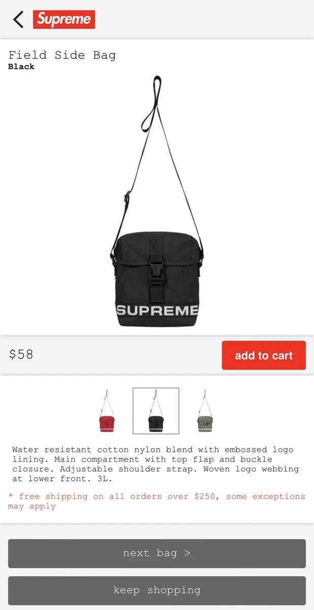 Supreme Field Side Bag black (SS23) | eBay