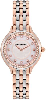 BCBGMAXAZRIA BG50999010 Women's Two Tone Crystallized Pearl Dial Watch