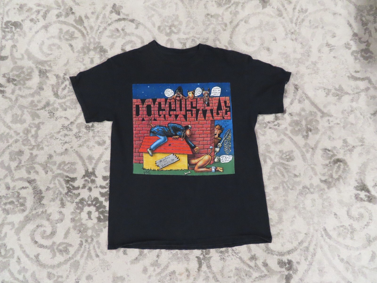 FILA T shirt vintage Death Row Records Snoop Dogg grafica taglia M SENZA ETICHETTA PUNTO SINGOLO