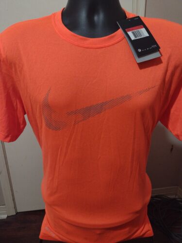 New Nike Dri Fit Short Sleeve T-Shirt Orange Large L Polyester Men's NWT