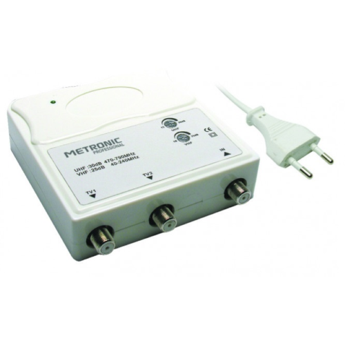AMPLIFICATORE ANTENNA TV DVB-T2 ALIMENTATO DI LINEA DA INTERNO 2 OUT 30dB - Foto 3 di 8