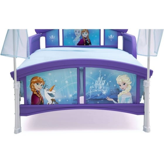 Toddler Canopy Bed Frozen Princess Elsa Anna Blue Purple Girls Bedroom Nursery