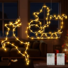 Weihnachtsbeleuchtung Fenster, Weihnachtsdeko Fenster 2 Stück LED Leuchtsrentier