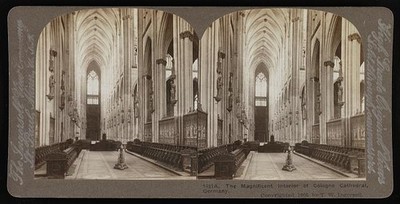 Cologne Germany 1905 Cologne Cathedral Interior Gothic Nave Stereoview