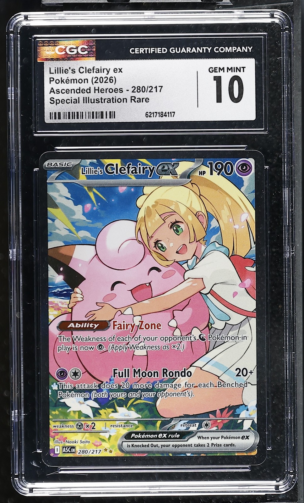 Pokemon Lillie's Clefairy EX Ascended Heroes 280/217 SIR CGC 10 Gem Mint