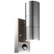 Modern Stainless Steel Up Down Twin Motion Sensor IP44 Outdoor Wall Light Porch