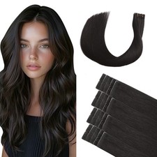 XDhair Invisible Tape in Hair Extensions Human Hair Natural Black Seamless Injec