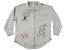Disney Girls L 12/14 Mickey Mouse Fleece Shacket Button Up Shirt Embroidered
