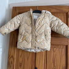 Little Girls Next Jacket In Beige With Little Gold Hearts Age 1.5 - 2.5 Years