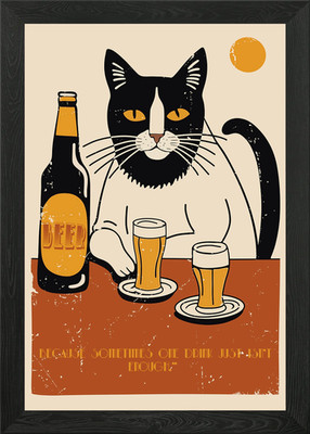 Bier Katze Gerahmtes Wandbild Poster Leinwanddruck Bild