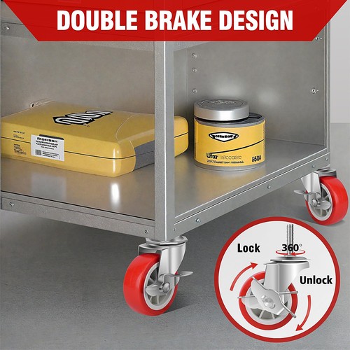 3" Casters-Swivel,Brake,Threaded with Brake,3/8"-16 Stem 600lb Load (Set of 4). - Bild 11 von 12