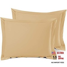 Soft Pillow Shams Set of 2 - Double Brushed Queen 20"x30" 36 - Camel Gold