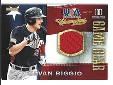 2013 USA Baseball Champions Game Gear Jerseys #45 Cavan Biggio Relic Patch Card