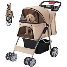 Pet Stroller & Carrier: Lightweight, Foldable Design for Cats & Small Dogs
