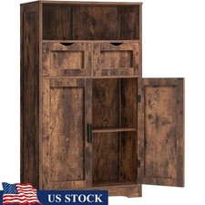 Large Storage Cabinet W/ Adjustable Shelves Drawers Home Organization New