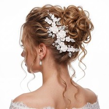 Flower Bride Wedding Hair Vine Silver Flower Girl Headpiece Bridal Headband f...