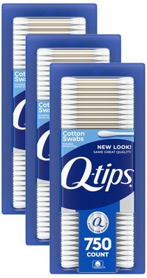 Q-tips Cotton Swabs for Hygiene and Beauty Care 750 Count (Pack of 3), Cream 