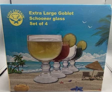 Chef Captain Glass Schooner Set of 4 Extra Large Crystal Style Goblets