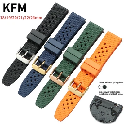 22mm 24mm Rubber Watch Band Strap For Honeycomb Tropic FKM Bracelet - Photo 1/4