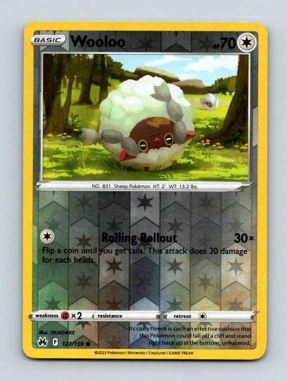 Wooloo 121/159 Common SWSH: Crown Zenith Pokemon Reverse Holo Near Mint