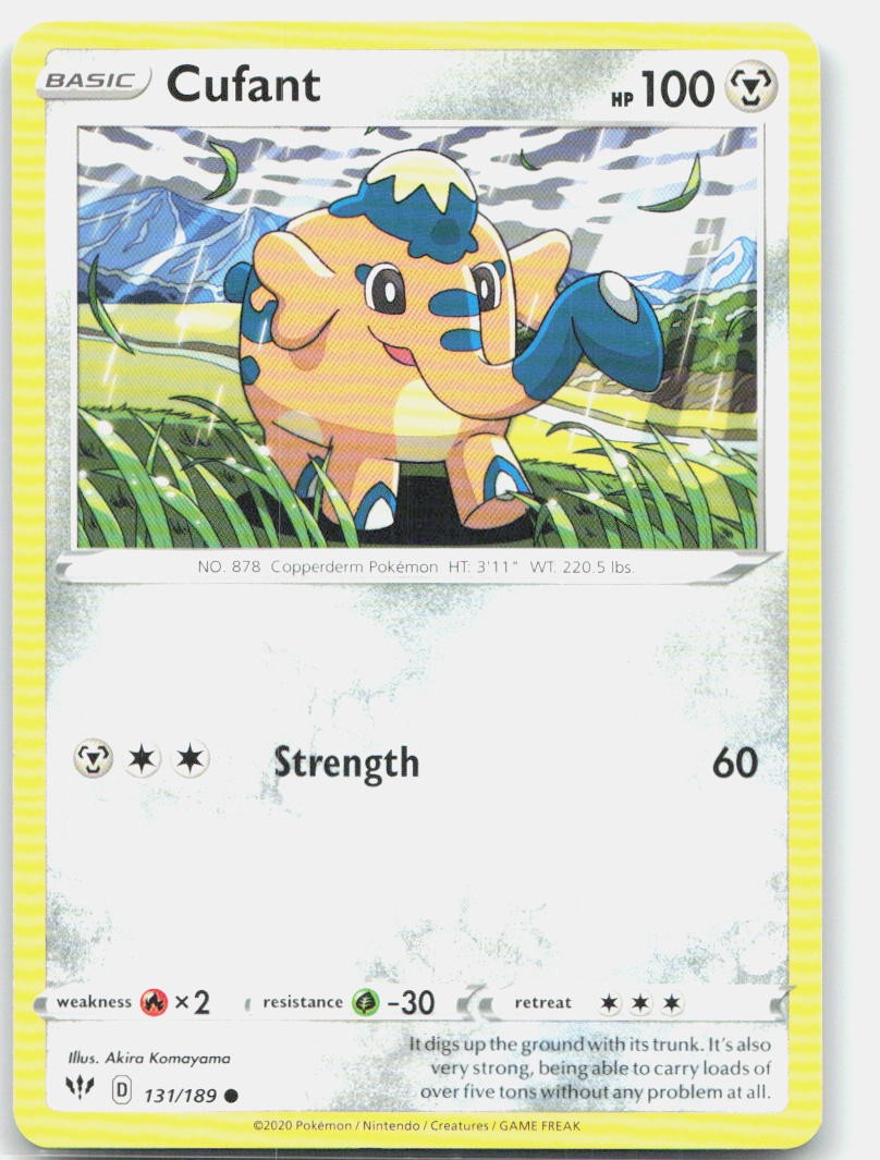 Pokemon TCG Cufant 131/189 SWSH03: Darkness Ablaze NM