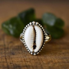 Cowrie Shell Solid 925 Sterling Silver Beautiful Designer Ring, All Size M1569