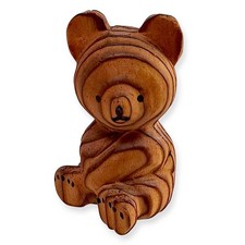 Japanese Kumabokko Wooden Doll Bear Ainu Hokkaido Hand Craft Carved Figure B72