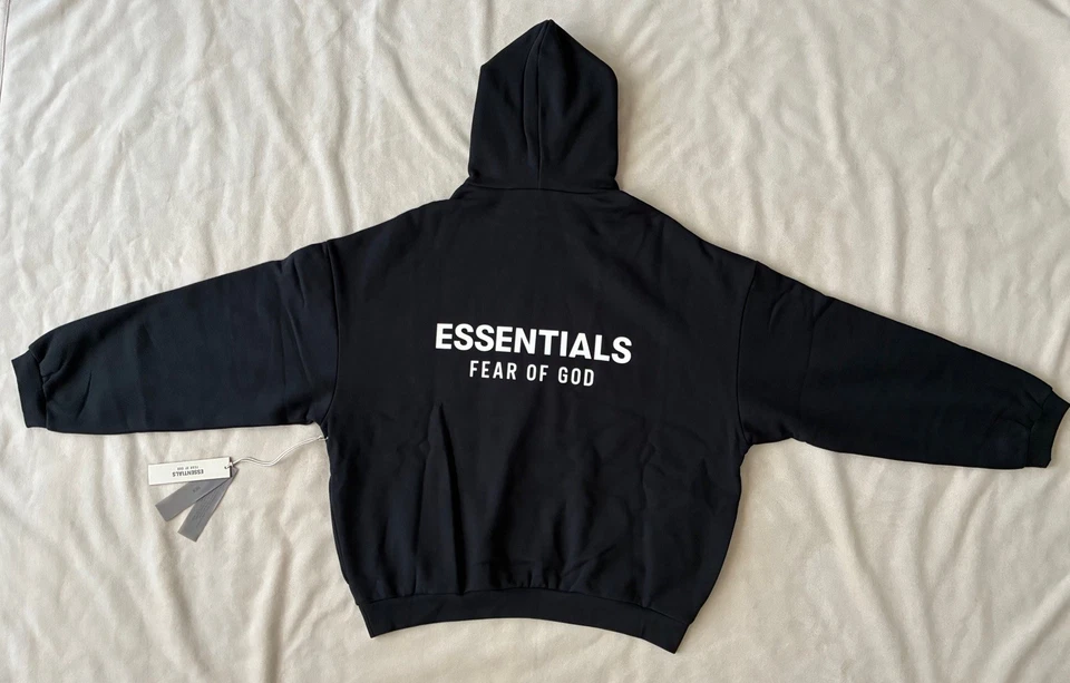 Fear of God Essentials Fleece Hoodie (FW24) Black Brand New with Tags Size M - Image 3 of 4