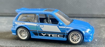 2025 Hot Wheels '90 Honda Civic EF (blue) #28 SUPER CUSTOM WHEEL SWAP by AEB