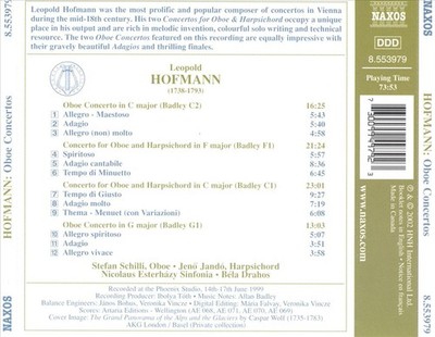 LEOPOLD HOFMANN: OBOE CONCERTOS; OBOE AND HARPSICHORD CONCERTOS NEW CD
