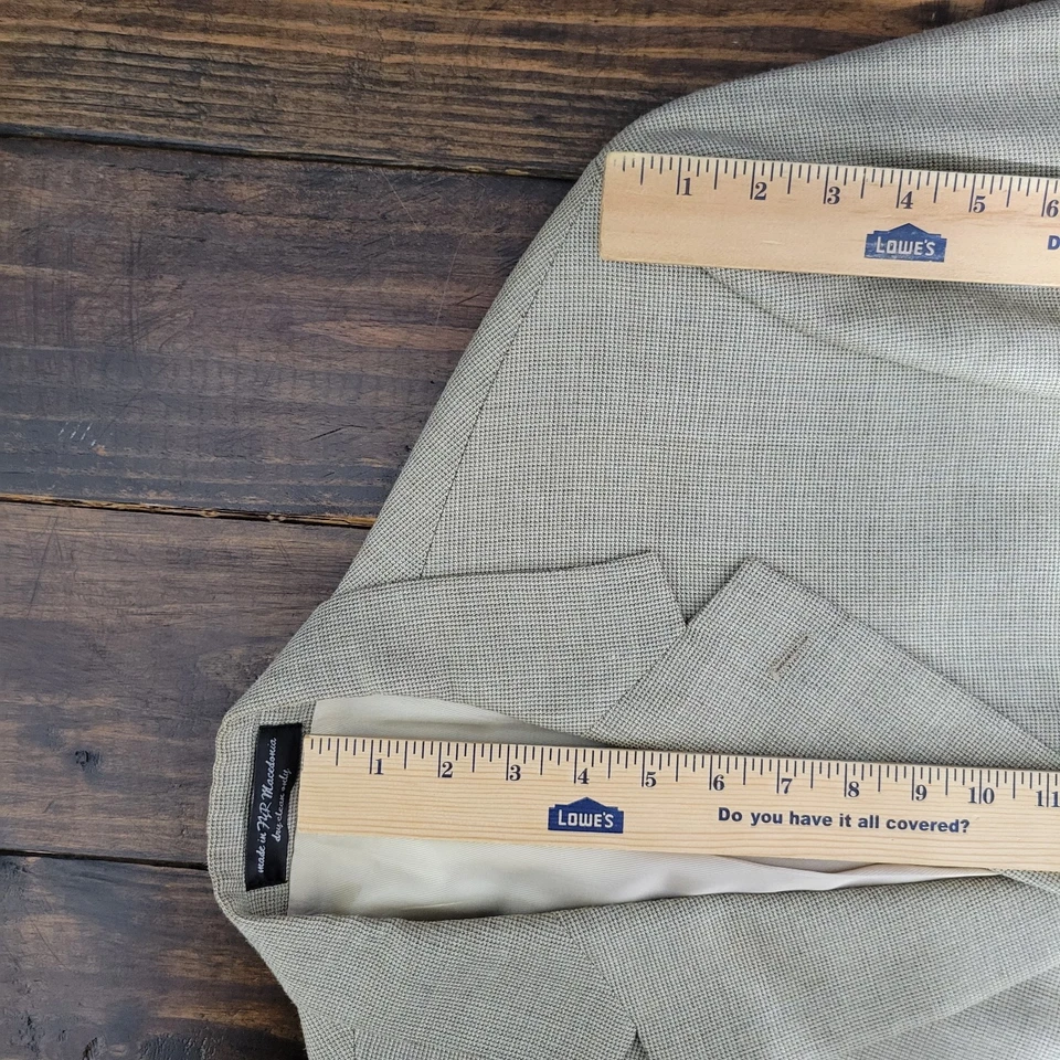 Abrigo Blazer Deportivo Para Hombre Gianfranco Ruffini Tres Botones Beige Seda Peinada 43L Foto 4 de 4