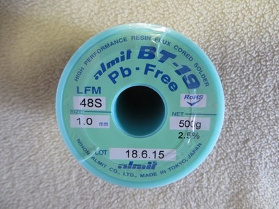 Lötzinn Lötdraht Drm. 1 mm 2,5 % Flux Rolle Almit BT-19 LFM 48S  0,5 Kg 500 g