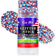 Red White and Blue Star Face Glitter Stick,Waterproof Body Hair Glitter,4Th of J