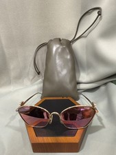 Loewe Anagram Hexagonal Sunglasses Rose Gold Metal Frames Mirror Pink Lens