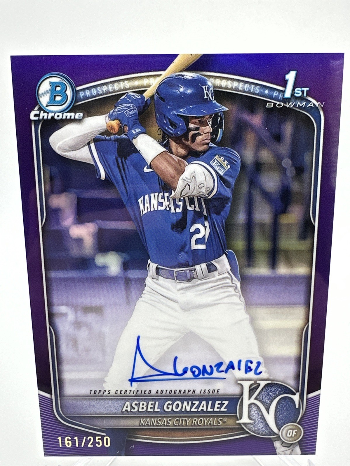 2025 ASBEL GONZALEZ 1st Bowman Chrome Purple #161/250 KC Royals Rookie