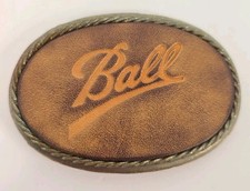 Ball Mason Employee Years Of Service Gift Brass Leather Belt Buckle Greeneville